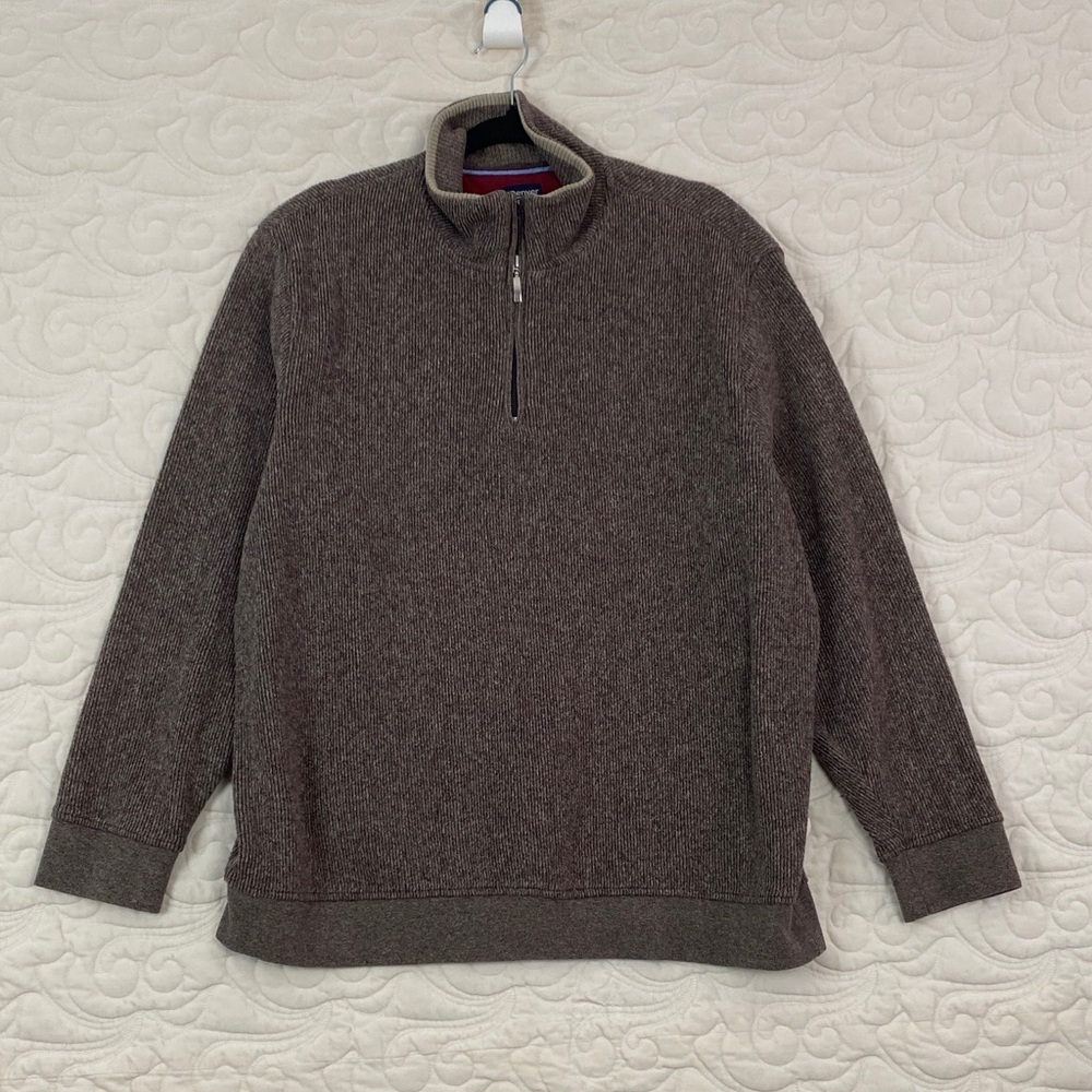 Denver Hayes Zip-Up Sweater Dark Brown Corduroy Size XL